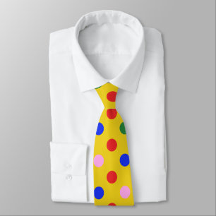 Clown-Partybinde_gelb mit farbenfrohen Punkten M Krawatte