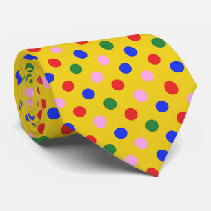 Clown-Partybinde_gelb mit farbenfrohen Punkten xs Krawatte