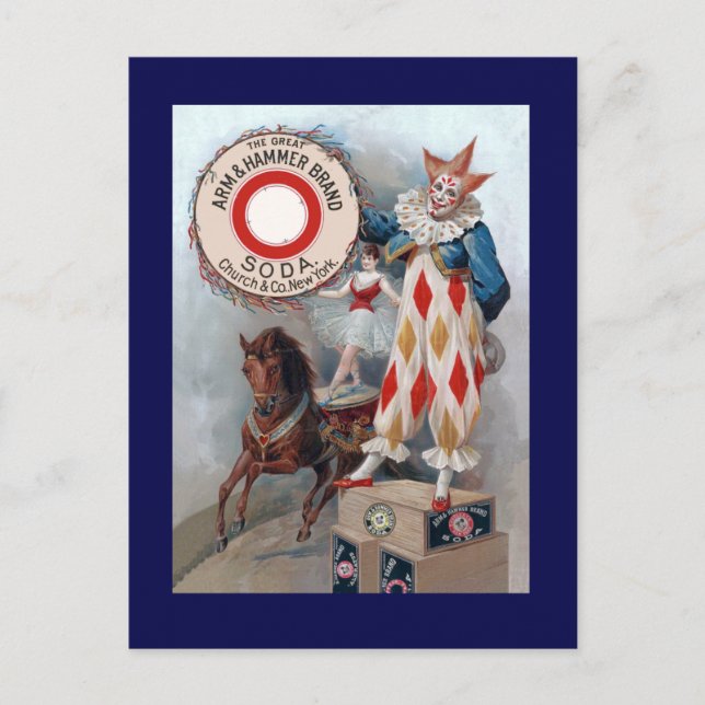 Clown-Puppe Pferd Postkarte (Vorderseite)