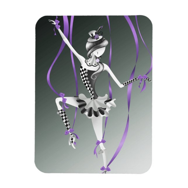 Clown Puppet Ballerina Purple Ribbon Fridge Magnet (Vertikal)