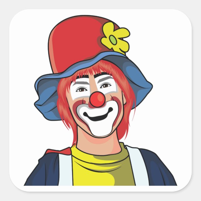 Clown Quadratischer Aufkleber (Vorderseite)