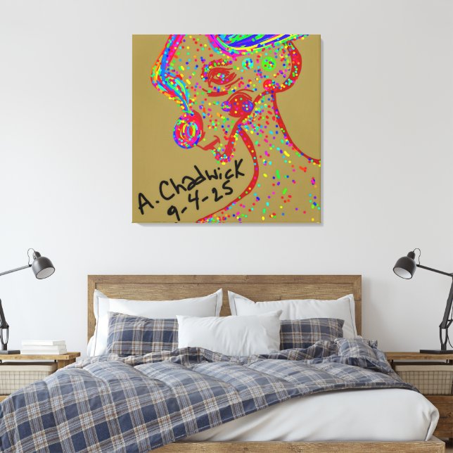 Clown Reindeer Canvas Print Leinwanddruck (Insitu (Schlafzimmer))
