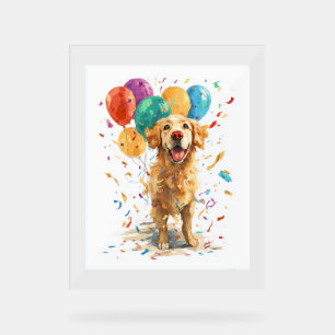 Clown Retriever - Circus Dog mit Balloons Acrylschild