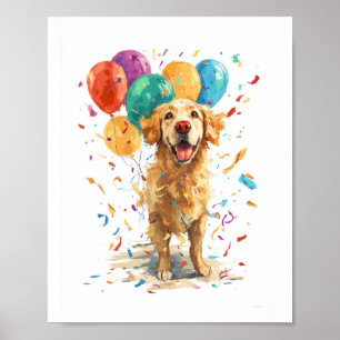Clown Retriever � Zirkushund mit Ballons Poster