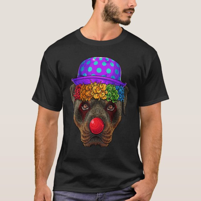 Clown Rottweiler Circus Carnival Costume Theme Par T-Shirt (Vorderseite)