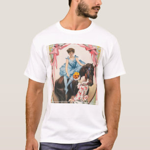 Clown überreicht einer Frau auf einem Pferd Blumen T-Shirt