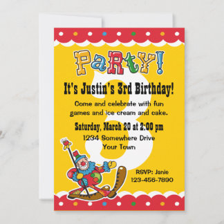 Clown um den 3. Geburtstag Party Einladungen