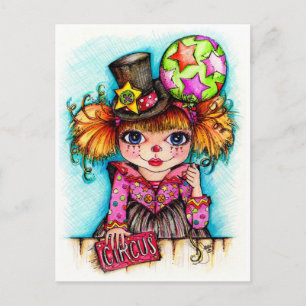 Clown um...unter dem großen Top Circus Postkarte