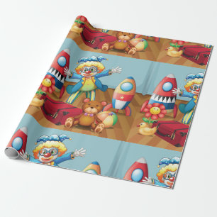 Clown und Spielwaren-Packpapier Geschenkpapier
