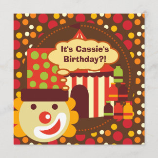 Clown-und Tupfen-Zirkus-Geburtstag lädt ein Einladung