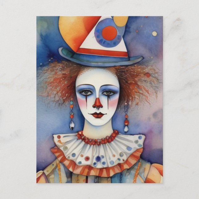 Clown Woman Postkarte (Vorderseite)