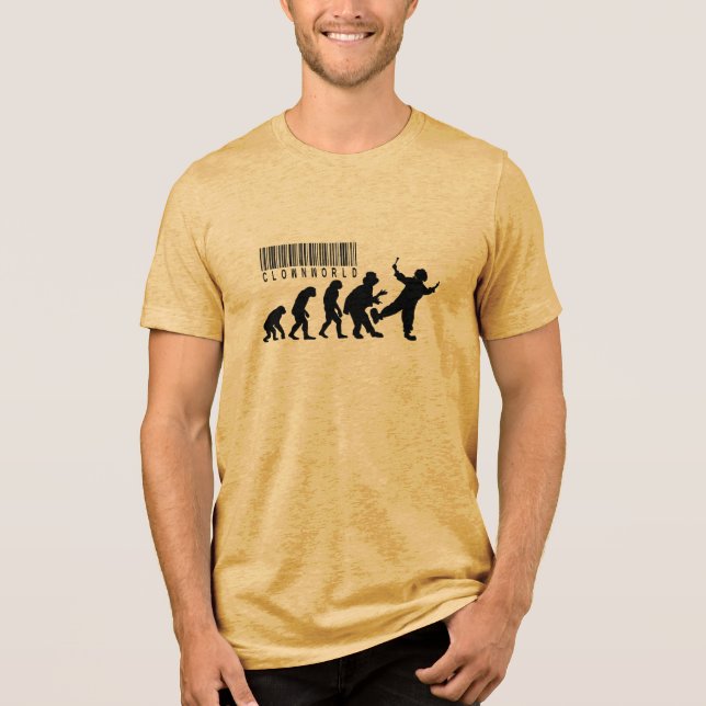 Clown World Evolution Parodie Tri-Blend Shirt (Vorderseite)