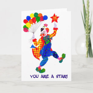 Clown 'You are a star card' Dankeskarte