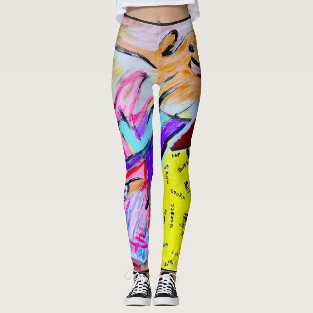 Clown-Zirkus-Regenbogenspaßvogel Leggings (Vorderseite)