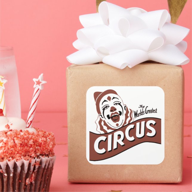 Clown-Zirkus-Sticker Quadratischer Aufkleber (Party)