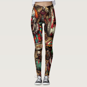 Clown Zombie Halloween Leggings