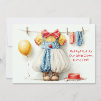 Clownette Couture 1. Geburtstag Party Einladung