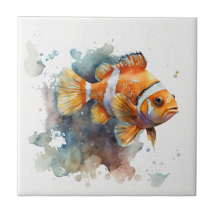 Clownfisch, Aquarell, Keramikfliese