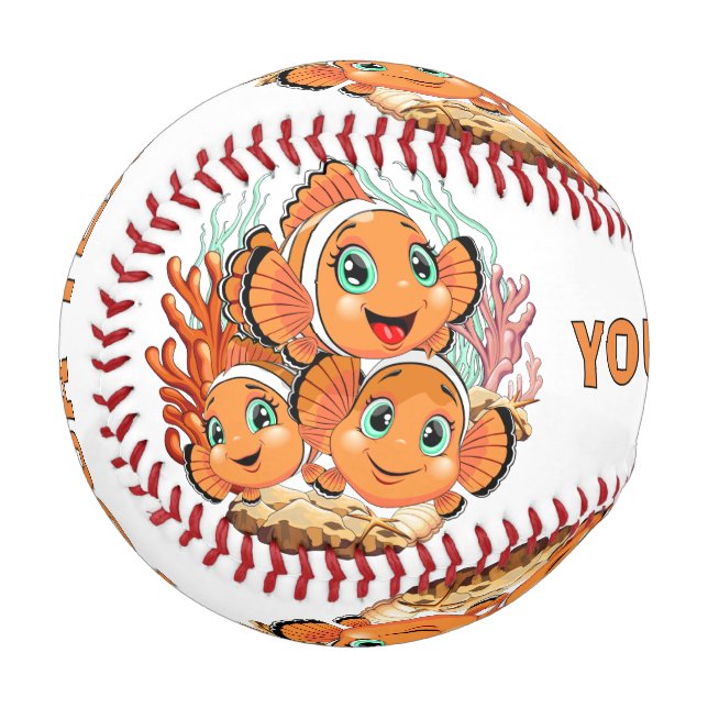 Clownfisch Cartoon süß Familie Unterwasser Baseball (Vorderseite Links)