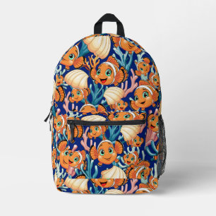 Clownfisch Cartoon süß Familie Unterwasser Bedruckter Rucksack