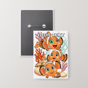 Clownfisch Cartoon süß Familie Unterwasser Button