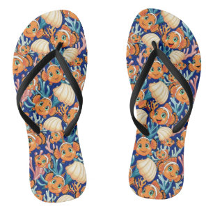 Clownfisch Cartoon süß Familie Unterwasser Flip Flops