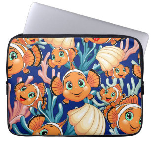 Clownfisch Cartoon süß Familie Unterwasser Laptopschutzhülle