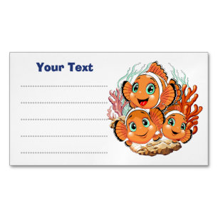 Clownfisch Cartoon süß Familie Unterwasser Magnetische Visitenkarte