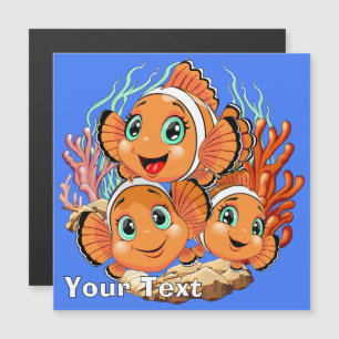 Clownfisch Cartoon süß Familie Unterwasser Magnetkarte