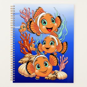 Clownfisch Cartoon süß Familie Unterwasser Planer