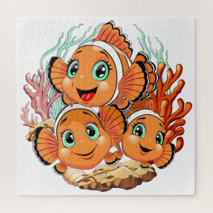 Clownfisch Cartoon süß Familie Unterwasser Puzzle