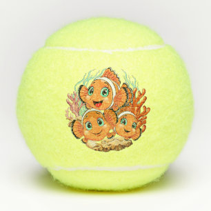 Clownfisch Cartoon süß Familie Unterwasser Tennisbälle