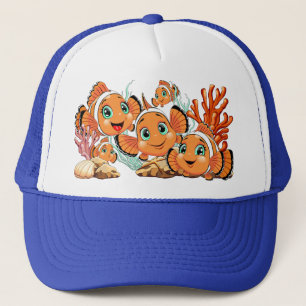 Clownfisch Cartoon süß Familie Unterwasser Truckerkappe