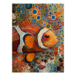 Clownfisch im Stil der Aborigine-Dot-Kunst Poster
