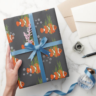 Clownfisch in Blasen und Seetang Geschenkpapier