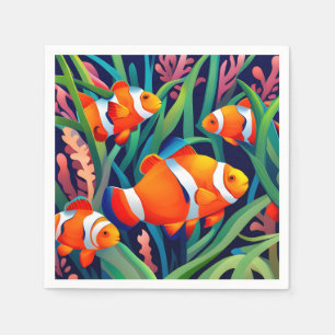 Clownfisch in Meeresalgen Serviette