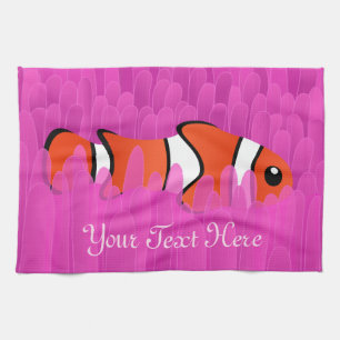 Clownfisch und schöner rosa Anemon Geschirrtuch