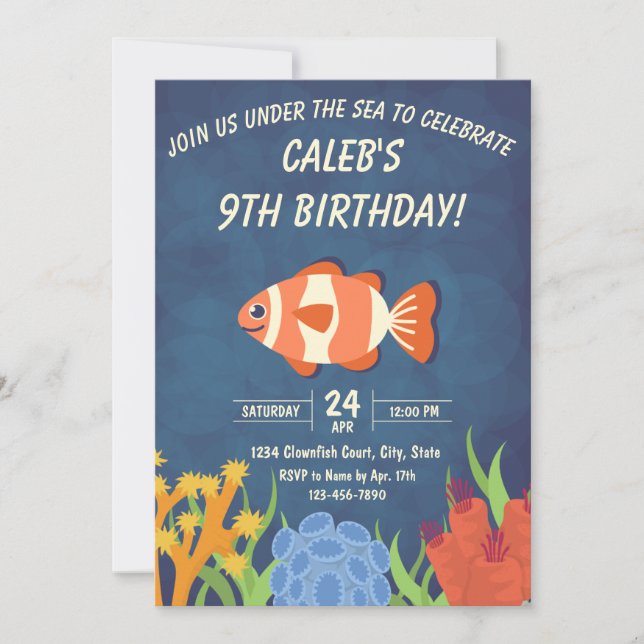 Clownfish Einladung zum Geburtstag (Vorderseite)