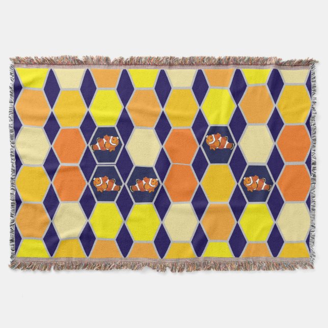 Clownfish Handgezeichnete Kunst Decke (Vorderseite)