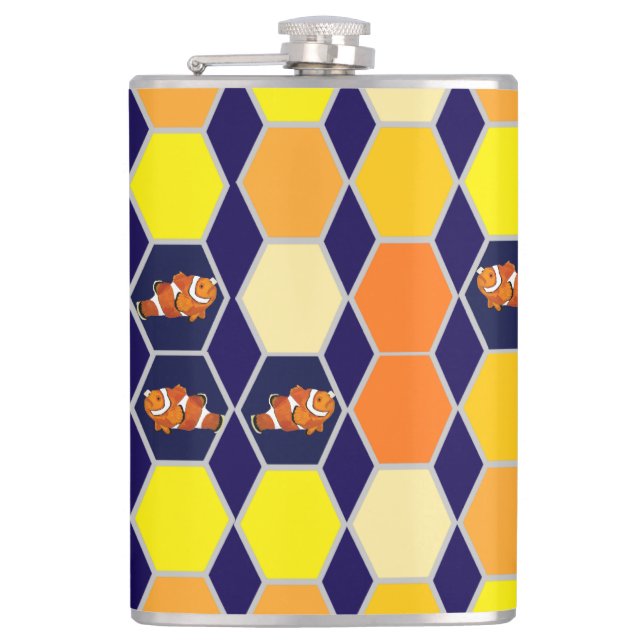 Clownfish Handgezeichnete Kunst Flachmann (Vorderseite)