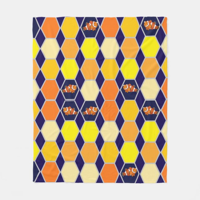 Clownfish Handgezeichnete Kunst Fleecedecke (Vorderseite)