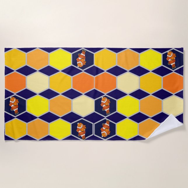 Clownfish Handgezeichnete Kunst Strandtuch (Vorderseite)