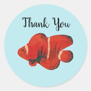 Clownfish Ocean Party Danke Stickers