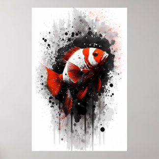 Clownfish Tintenzeichnung Poster