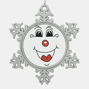 CLOWNGESICHT SCHNEEFLOCKEN Zinn-Ornament