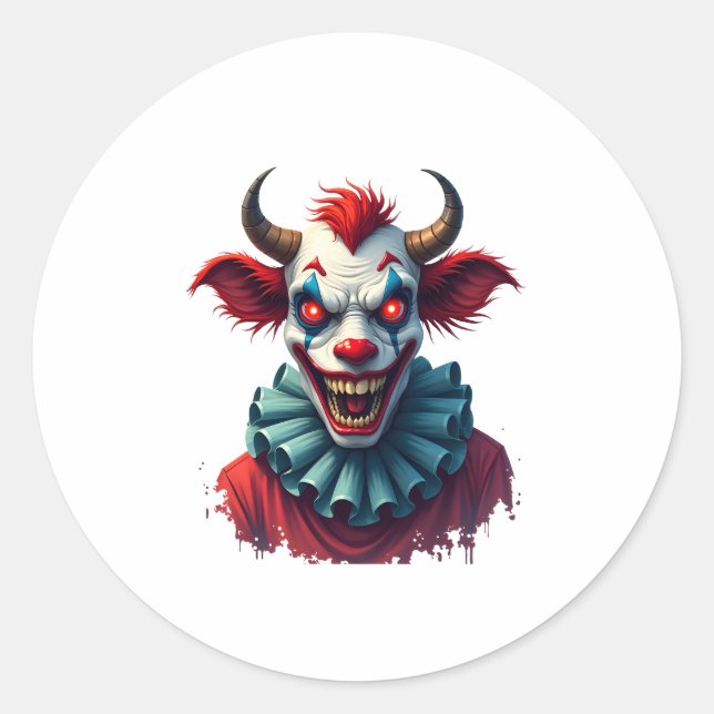 Clownkuh des Terrors Runder Aufkleber (Vorderseite)