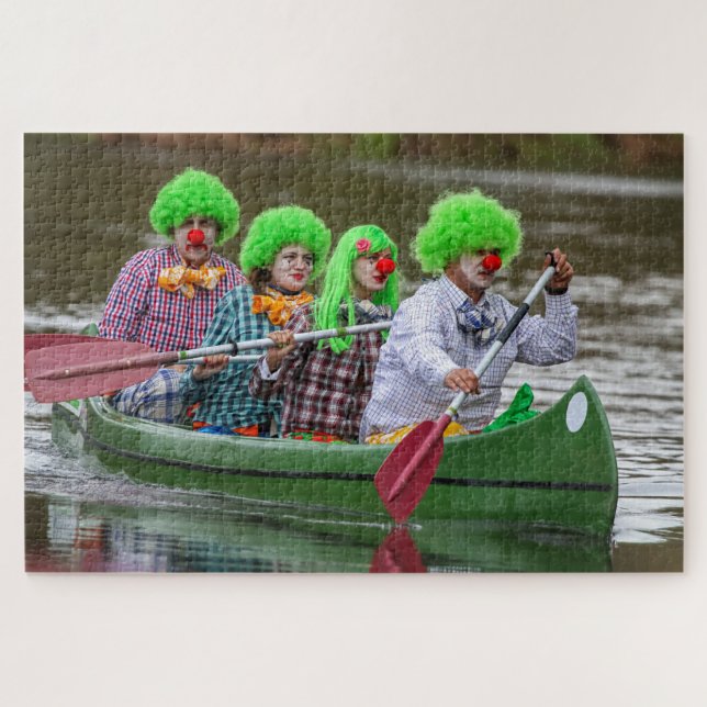 Clowns boating on river. puzzle (Horizontal)