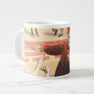 Clowns mit auftretenden Gänsen, Hähnen und Esel. Jumbo-Tasse