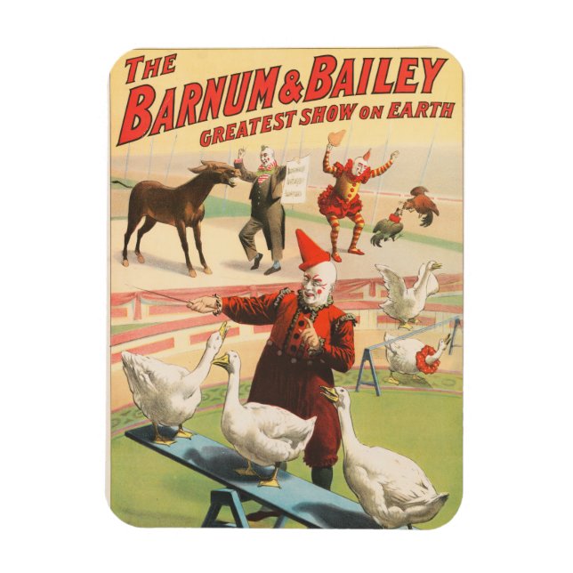 Clowns mit Darstellenden Gänsen, Roosters & Donkey Magnet (Vertikal)