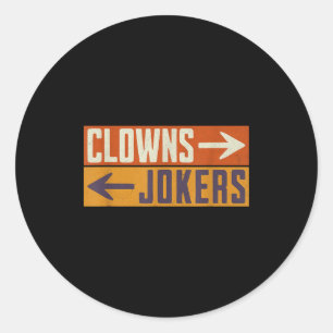 Clowns rechts, Joker links, lustig retro Runder Aufkleber